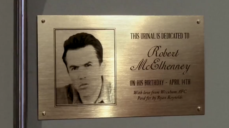 The plaque was placed on top of a urinal.  Pic Twitter / @ VancityReynolds