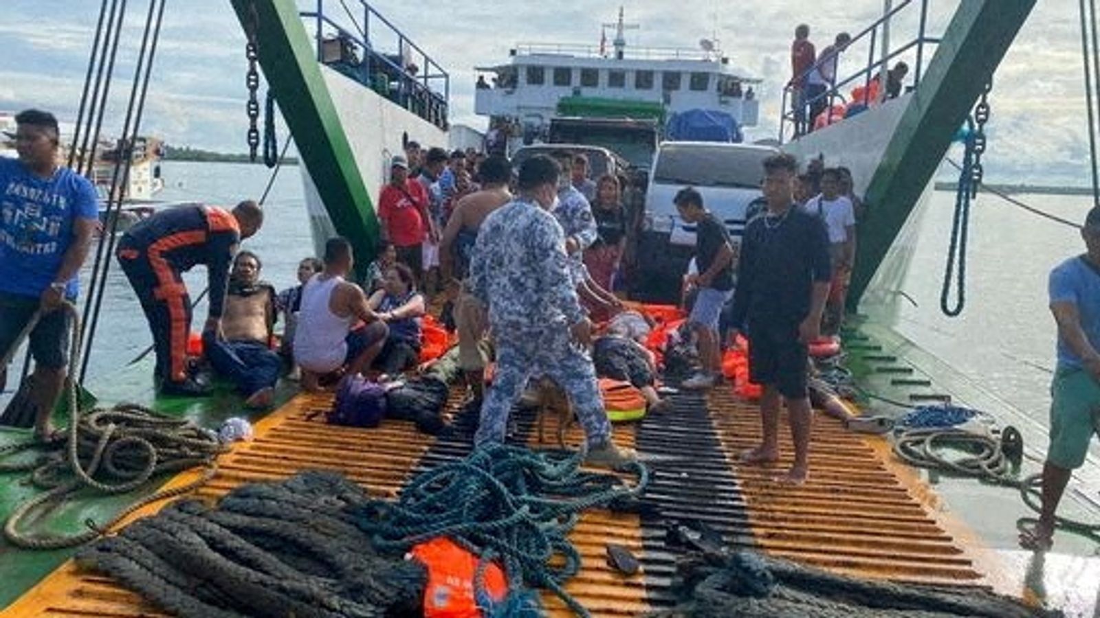 Philippine ferry fire: At least seven dead and more than 120 rescued after blaze