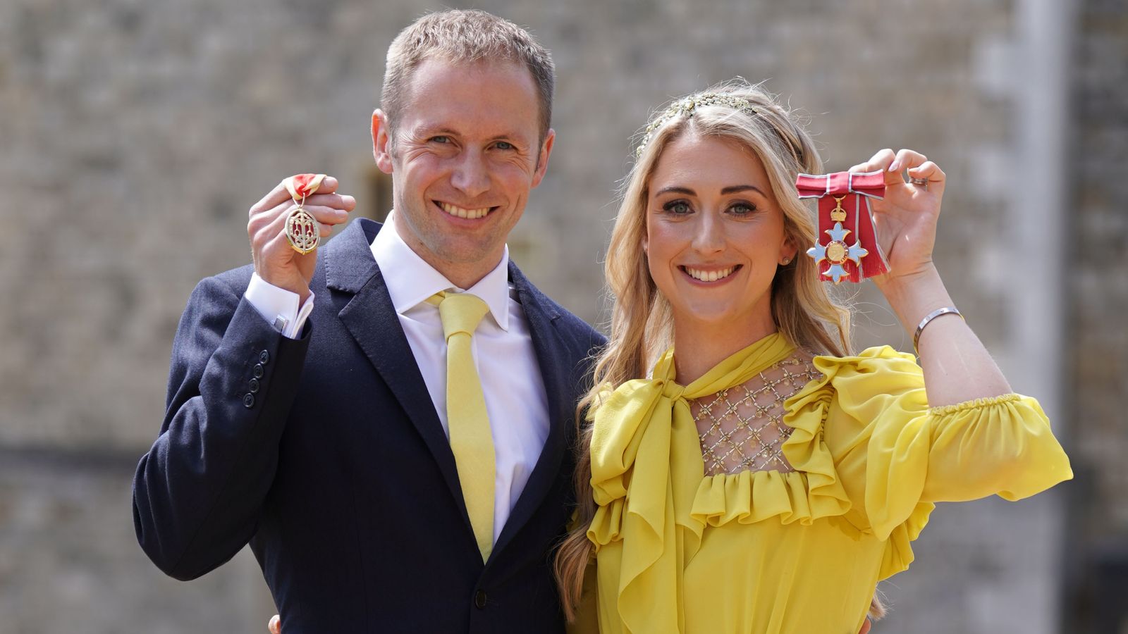 Cycling legends Jason and Laura Kenny receive honours after winning 12 gold medals between them