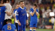 Rangers&#39; Aaron Ramsey looks dejected after his side lost the penalty shoot-out to Eintracht Frankfurt