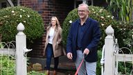 Australia&#39;s Prime Minister-elect Anthony Albanese, right, and his partner Jodie Haydon go for a walk with their dog, Toto, in Sydney, Sunday, May 22, 2022. Albanese has promised to rehabilitate Australia&#39;s international reputation as a climate change laggard with steeper cuts to greenhouse gas emissions. (Dean Lewins/AAP Image via AP)