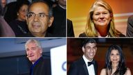 Gopi Hinduja , Charlene de Carvalho-Heineken, Sir James Dyson and  Rishi Sunak and his wife Akshata Murthy