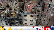 Damaged buildings ruined by attacks are seen in Irpin, on the outskirts Kyiv, Ukraine, Thursday, May 26, 2022. (AP Photo/Natacha Pisarenko)
PIC:AP