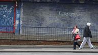 Generic Stock images of a run down parade of shops in Lee Park Liverpool.
