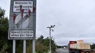 A &#39;Welcome to Northern Ireland&#39; sign is seen at the border between Northern Ireland and the Republic of Ireland in Jonesborough, Northern Ireland, October 13, 2021. REUTERS/Clodagh Kilcoyne
