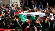 Honour guards carry the casket of Al Jazeera journalist Shireen Abu Akleh, who was killed during an Israeli raid, as Palestinians bid their farewell in Ramallah in the Israeli-occupied West Bank May 12, 2022. REUTERS/Mohamad Torokman TPX IMAGES OF THE DAY
