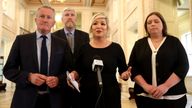 Sinn Fein vice president Michelle O&#39;Neill (centre right) had said the people of Northern Ireland &#39;want action, not protest&#39;