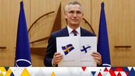 NATO Secretary-General Jens Stoltenberg attends a ceremony to mark Sweden&#39;s and Finland&#39;s application for membership in Brussels, Belgium, May 18, 2022. REUTERS/Johanna Geron/Pool
