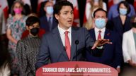 Canada&#39;s Prime Minister Justin Trudeau speaks at a news conference about firearm-control legislation that was tabled today in the House of Commons in Ottawa

