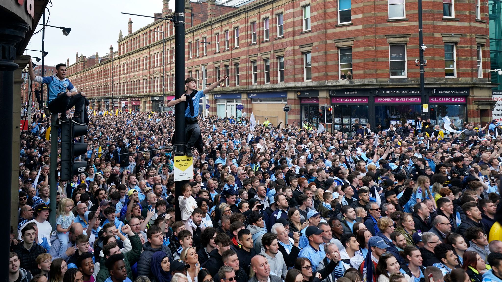 Manchester City parade Fans line the streets as team celebrate Premier