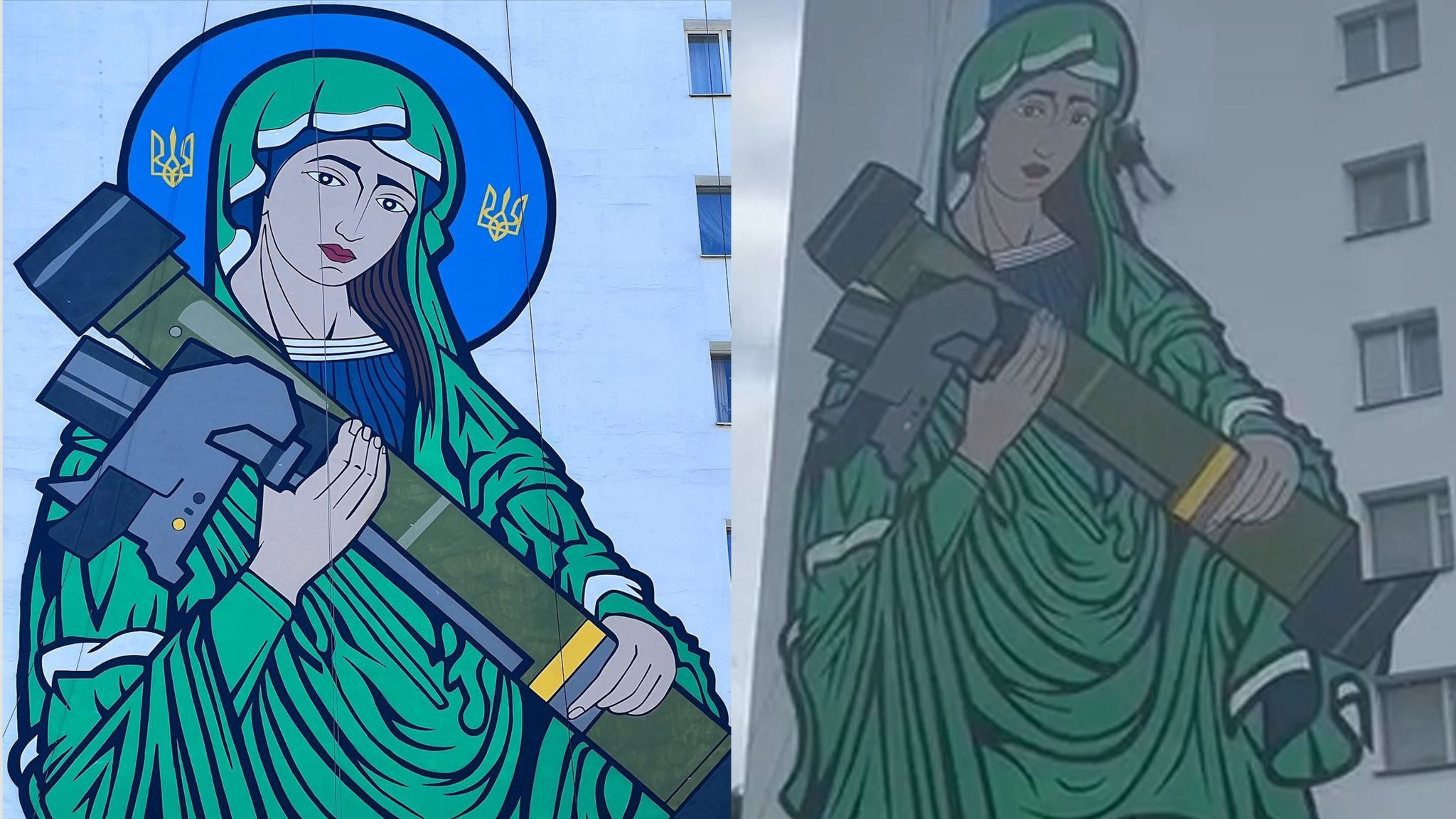 Ukraine war: Giant mural of Saint Javelin meme painted in Kyiv outrages ...