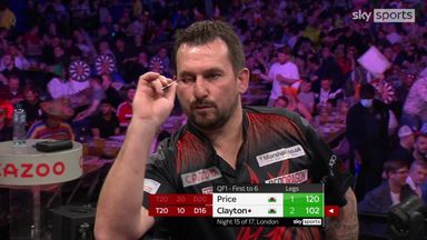 Clayton leads with a 102 checkout!