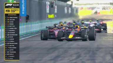 Verstappen fends off Leclerc after restart