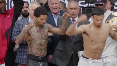 Boxer shoved off stage at chaotic weigh-in!