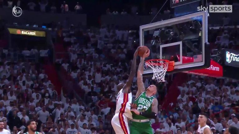 'What a rejection!' Theis rises to block the shot