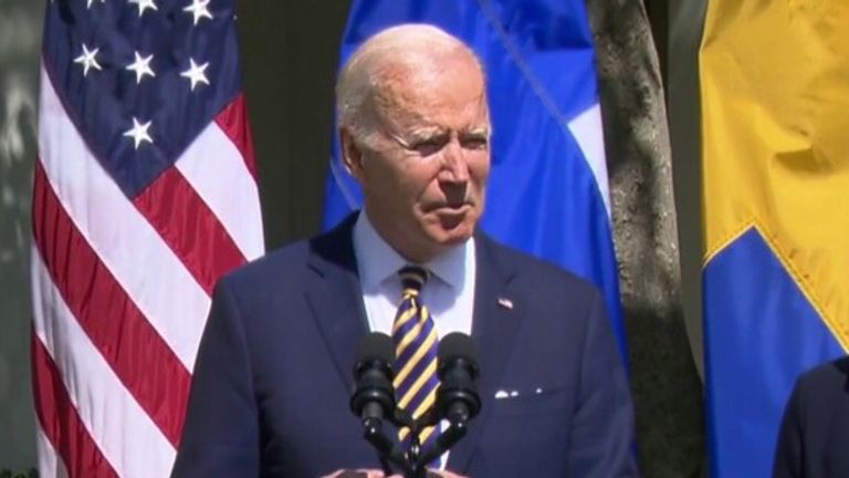 &#39;There is no question, NATO is more needed now than ever&#39; says President Joe Biden, as he hosts the Swedish PM and Finnish president following both countries&#39; application to join NATO.