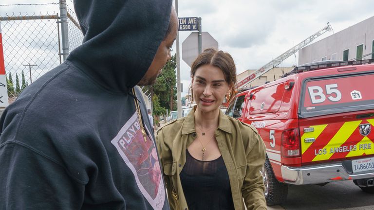 Aimee Osbourne and music producer Jamal Rajad Davis. Pic: AP