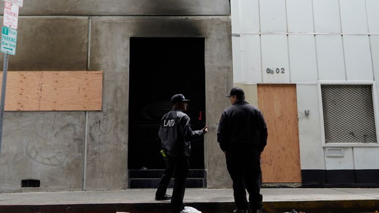 The fire happened at a recording studio in Hollywood. Pic: AP