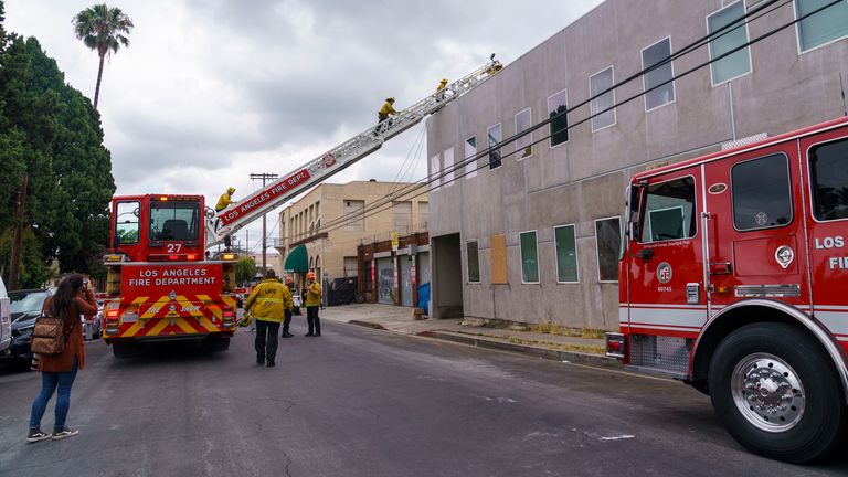 The fire happened at a recording studio in Hollywood. Pic: AP