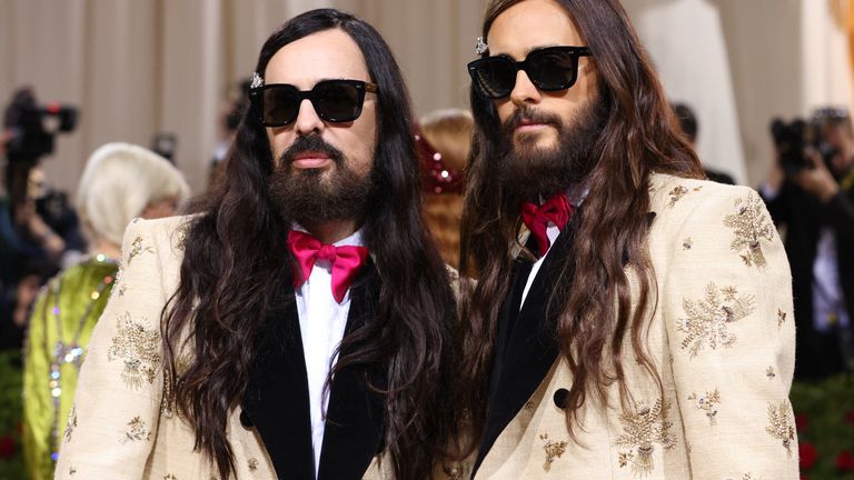 Alessandro Michele and Jared Leto arrive at the In America: An Anthology of Fashion themed Met Gala at the Metropolitan Museum of Art in New York City, New York, U.S., May 2, 2022. REUTERS/Andrew Kelly