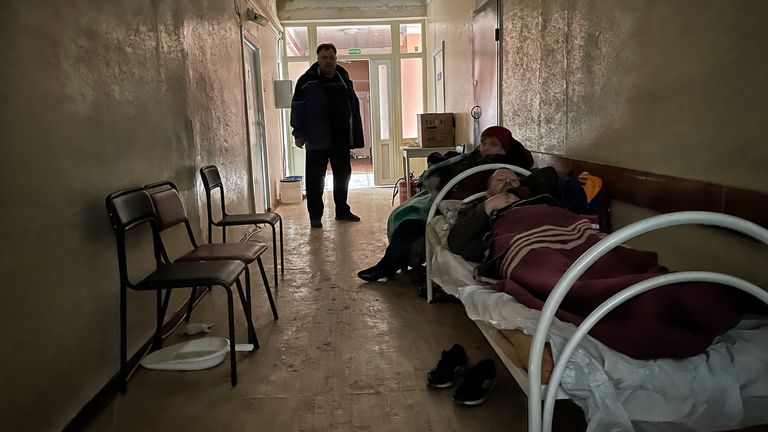 Patients have to shelter in corridors to try and avoid the worst of the impact when the hospital gets shelled.