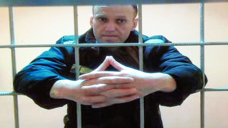 Alexei Navalny pictured in prison in May 2022. Pic: AP