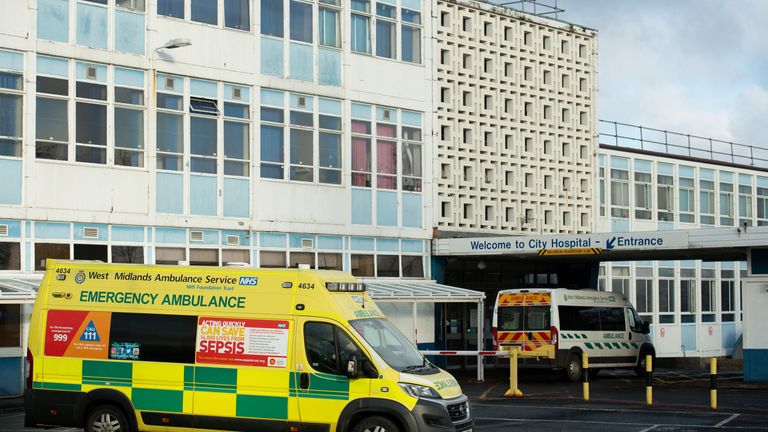 Ambulance crews at City Hospital in Birmingham. West Midlands Ambulance Service has experienced its busiest day on record as hospitals struggle to cope with an influx of coronavirus cases. On Monday, the service dealt with 5,383 calls in 24 hours. The previous record was 5,001 calls in March 2018.
