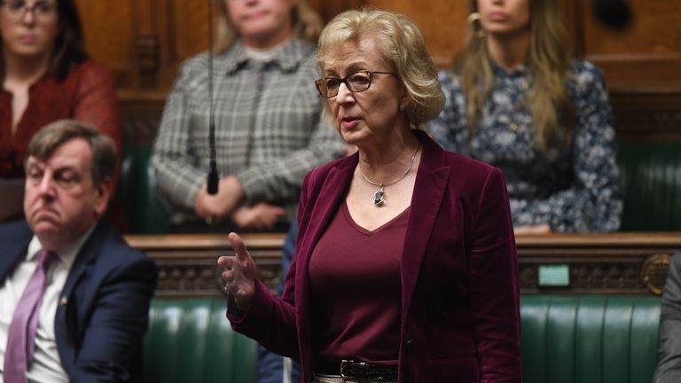 Dame Andrea Leadsom speaking in the House of Commons in London about the latest situation regarding Ukraine. Issue date: Tuesday February 22, 2022