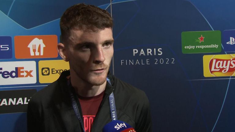 Liverpool defender Robertson says a ticket he handed out to a friend was accused of being fake by French authorities. 