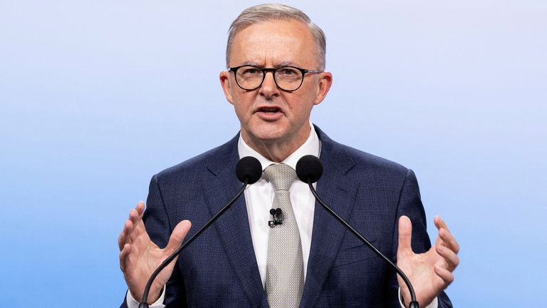 Labor leader Anthony Albanese during the second leaders debate on 8 May