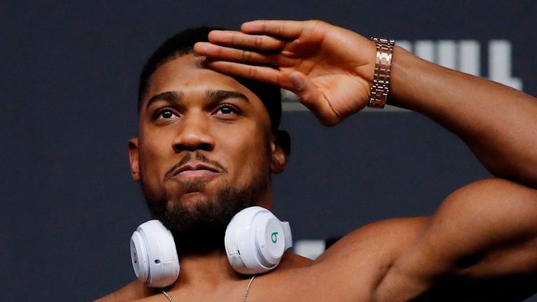 Boxing - Anthony Joshua vs. Oleksandr Usek Wig in - The O2, London, Britain - September 24, 2021 Anthony Joshua during weight photos via Reuters/Andrew Canridge