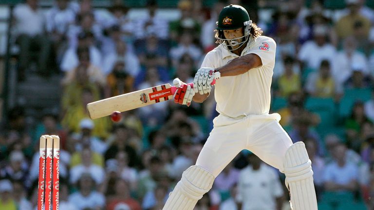 Andrew Symonds of Australia cuts the ball during their second cricket match against India at the Sydney Cricket Ground in Sydney on January 2, 2008. Symonds passed away, Saturday, May 14, 2022, after an accident. car accident near Townsville in northeastern Australia.  He's 46 years old (AP Photo/Rick Rycroft, File)