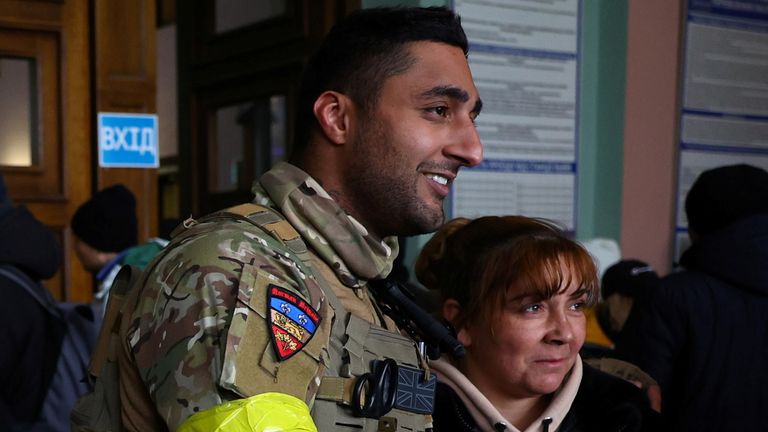 Ben Grant was among foreign fighters pictured arriving in Lviv in March