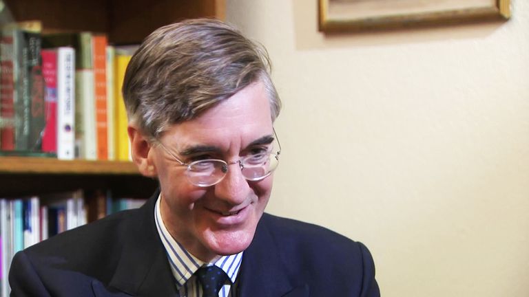Jacob Rees-Mogg speaking to Beth Rigby