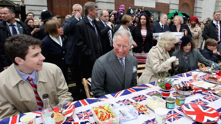 Prince Charles takes part in a Big Jubilee lunch on London&#39;s Piccadilly ahead of the Diamond Jubilee in 2012