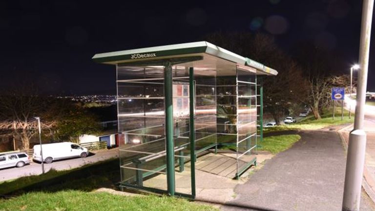 The bus stop in Leigham, Plymouth, where Bobbi-Anne McLeod was attacked. Pic: Devon & Cornwall Police