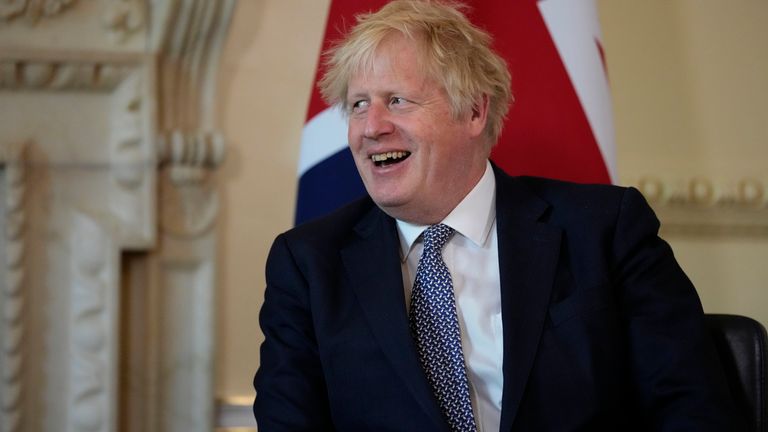 British Prime Minister Boris Johnson listens to the Amir of Qatar Sheikh Tamim bin Hamad Al Thani speak at the start of their meeting inside 10 Downing Street, in London, Tuesday, May 24, 2022. (AP Photo/Matt Dunham, Pool)
Pic:AP

