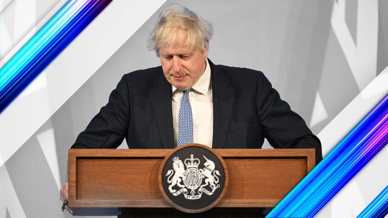 Prime Minister Boris Johnson speaks during a press conference in Downing Street, London, following the publication of Sue Gray&#39;s report into Downing Street parties in Whitehall during the coronavirus lockdown. Picture date: Wednesday May 25, 2022.
