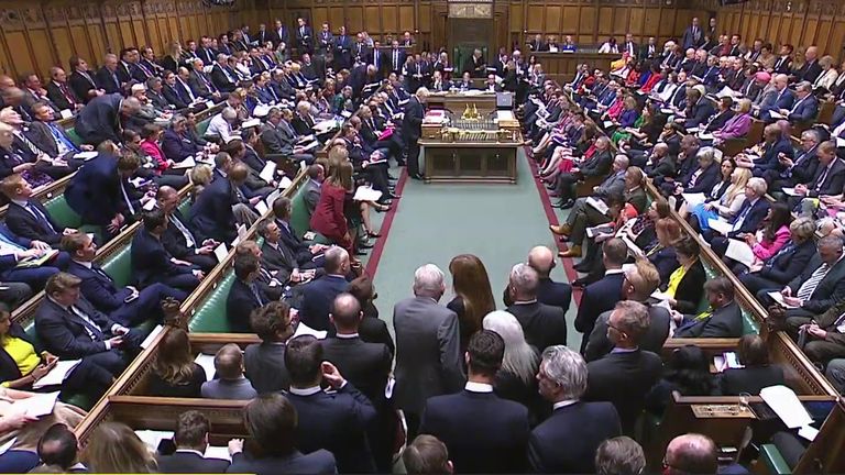 Packed house of commons at the start of PMQs