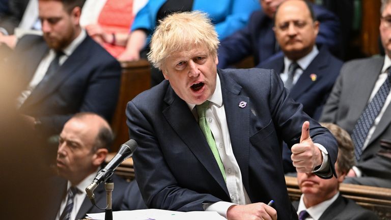 Boris Johnson pictured during PMQs. Image: UK Parliament/Jessica Taylor