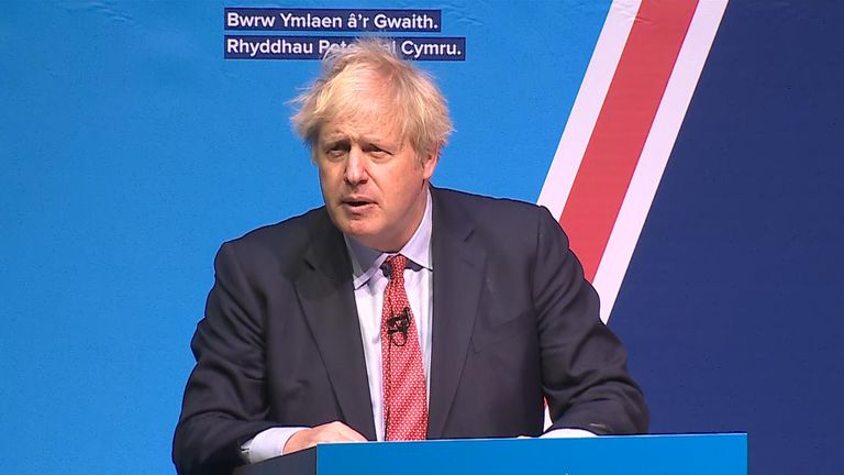 Boris Johnson speaks at the Welsh Conservative Conference 