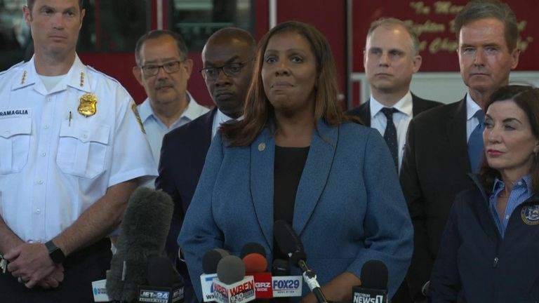 Letitia James, the attorney general of New York, said a shooting in Buffalo that left 13 dead was committed by a &#34;sick, demented individual who was fuelled (by) a daily diet of hate&#34;.