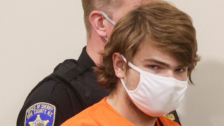 Buffalo shooting suspect, Payton S. Gendron, appears in court accused of killing 10 people in a live-streamed supermarket shooting in a Black neighborhood of Buffalo, New York, U.S., May 19, 2022. REUTERS/Brendan McDermid TPX IMAGES OF THE DAY
