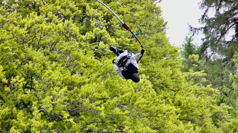 Undated handout photo issued by Highland Fling Bungee of Frenchman Francois-Marie Dibon, during a practice run, who hopes to break the world record for the most jumps in 24 hours at the Garry Bridge near Killiecrankie in Perthshire, operated by Highland Fling Bungee. Issue date: Sunday May 29, 2022.