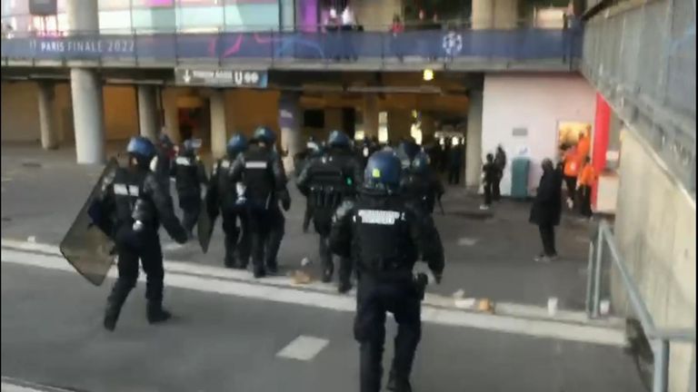 Champions League Final Liverpool v Roma. Police at the Stade de France