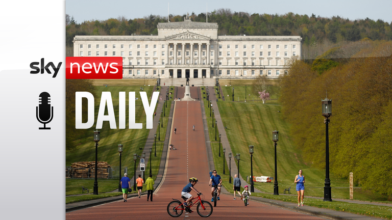 General view of people in Stormont Estate, Northern Ireland, April 22, 2020. REUTERS/Jason Cairnduff
