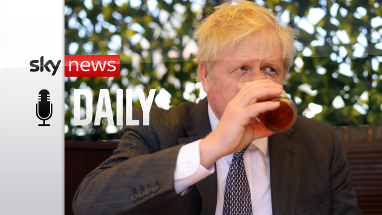 The prime minister enjoying a beer on 19 April 2021.