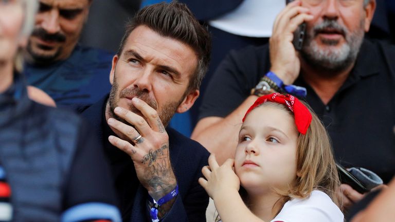 David Beckham with his daughter, Harper