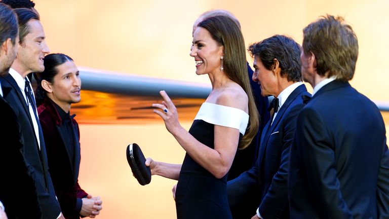The Duchess of Cambridge (centre) attending the UK premiere of Top Gun: Maverick at the Odeon Leicester Square, central London. Picture date: Thursday May 19, 2022.

