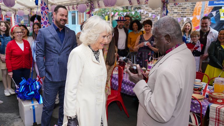 The Duchess of Cornwall on the set of EastEnders